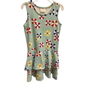 Hanna Andersson Light Sky Blue PINWHEEL Ruffle 2 Tiered Tank Dress SZ 140 10